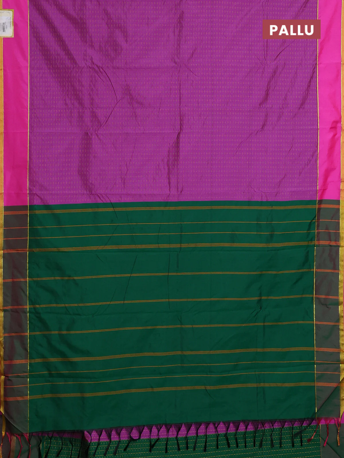 Arani semi silk saree purple and pink with allover thread weaves and rettapet zari woven border` - Image 3