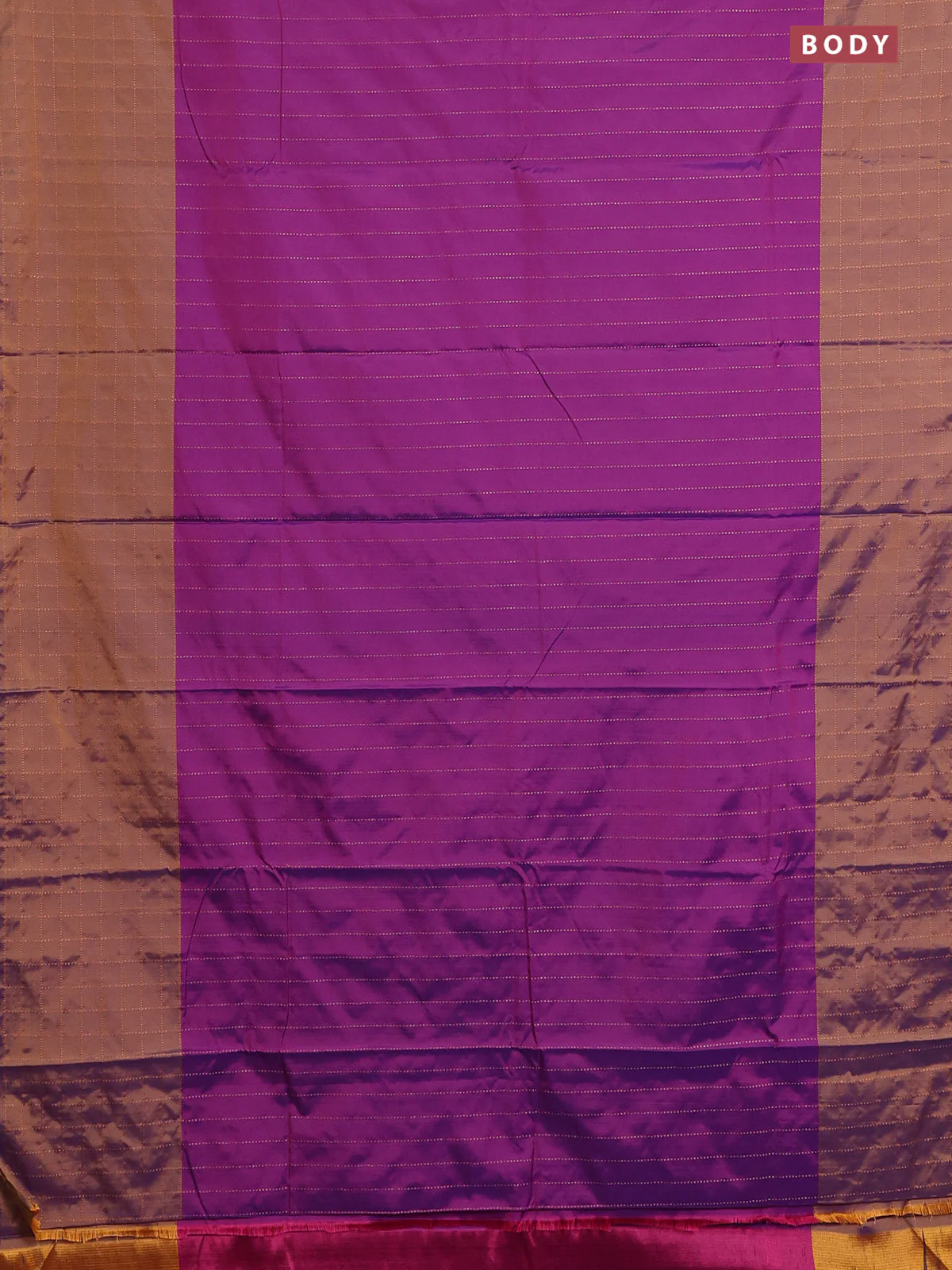 Arani semi silk saree purple and rust shade with allover copper zari weaves and zari checked border - Image 2