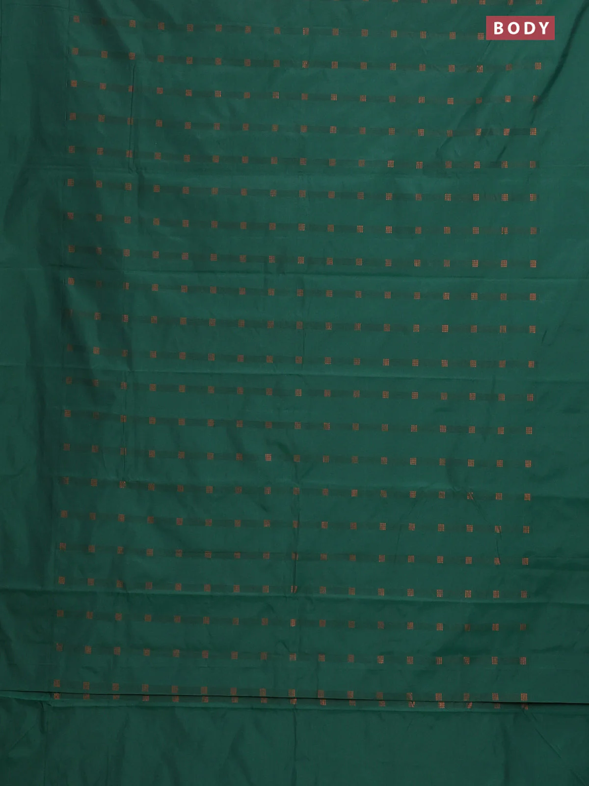 Arani semi silk saree greeen with copper zari woven buttas in borderless style - Image 2