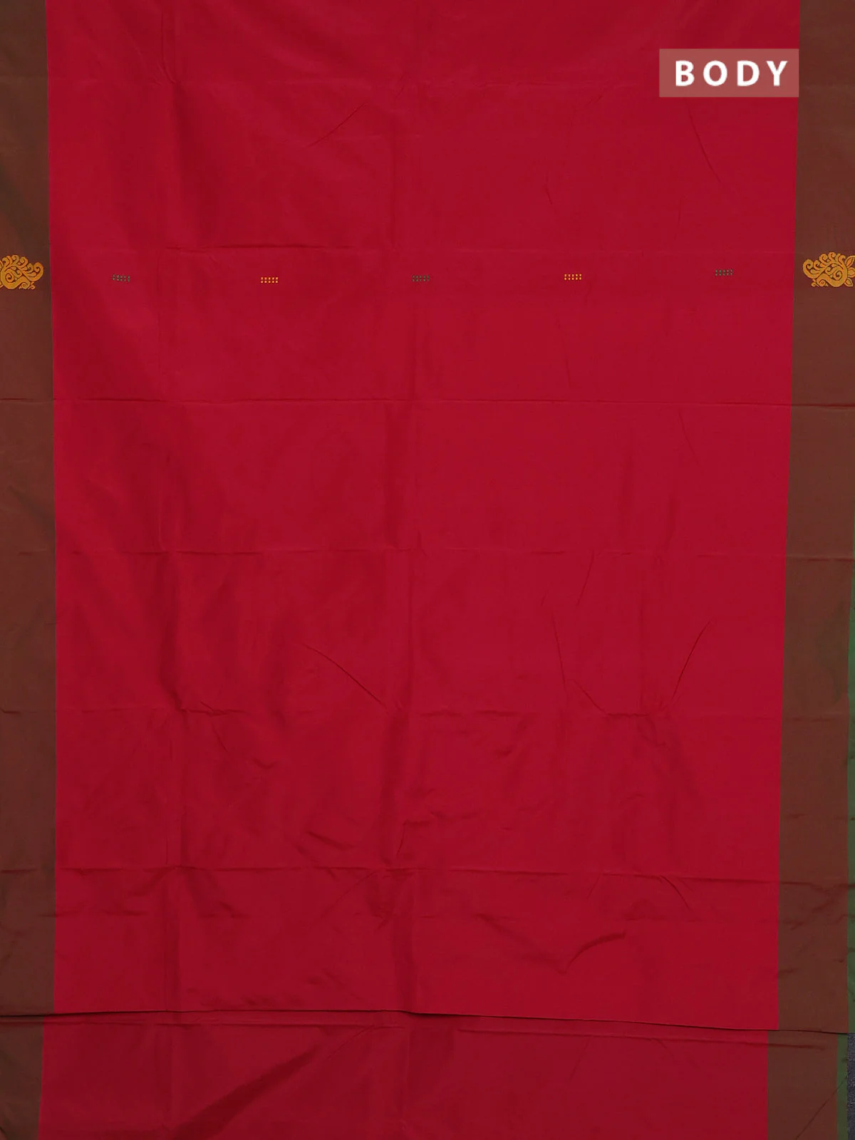 Arani semi silk saree reddish pink and dual shade of green with thread woven buttas and thread woven butta border - Image 2