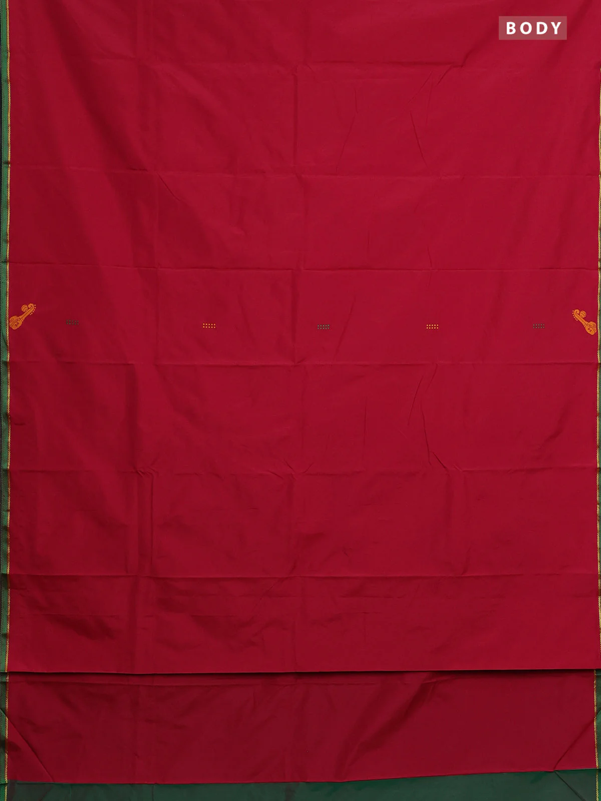 Arani semi silk saree reddish pink and dual shade of green with thread woven buttas and thread woven butta border - Image 2