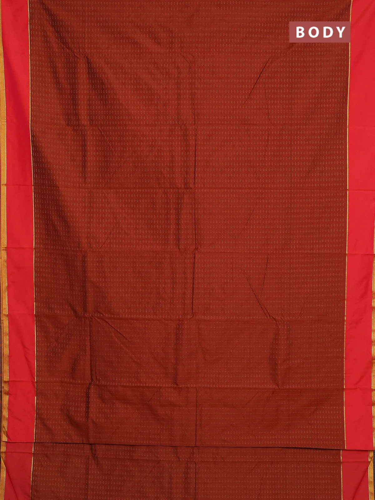 Arani semi silk saree rust shade and green with allover thread weaves and rettapet zari woven border` - Image 2