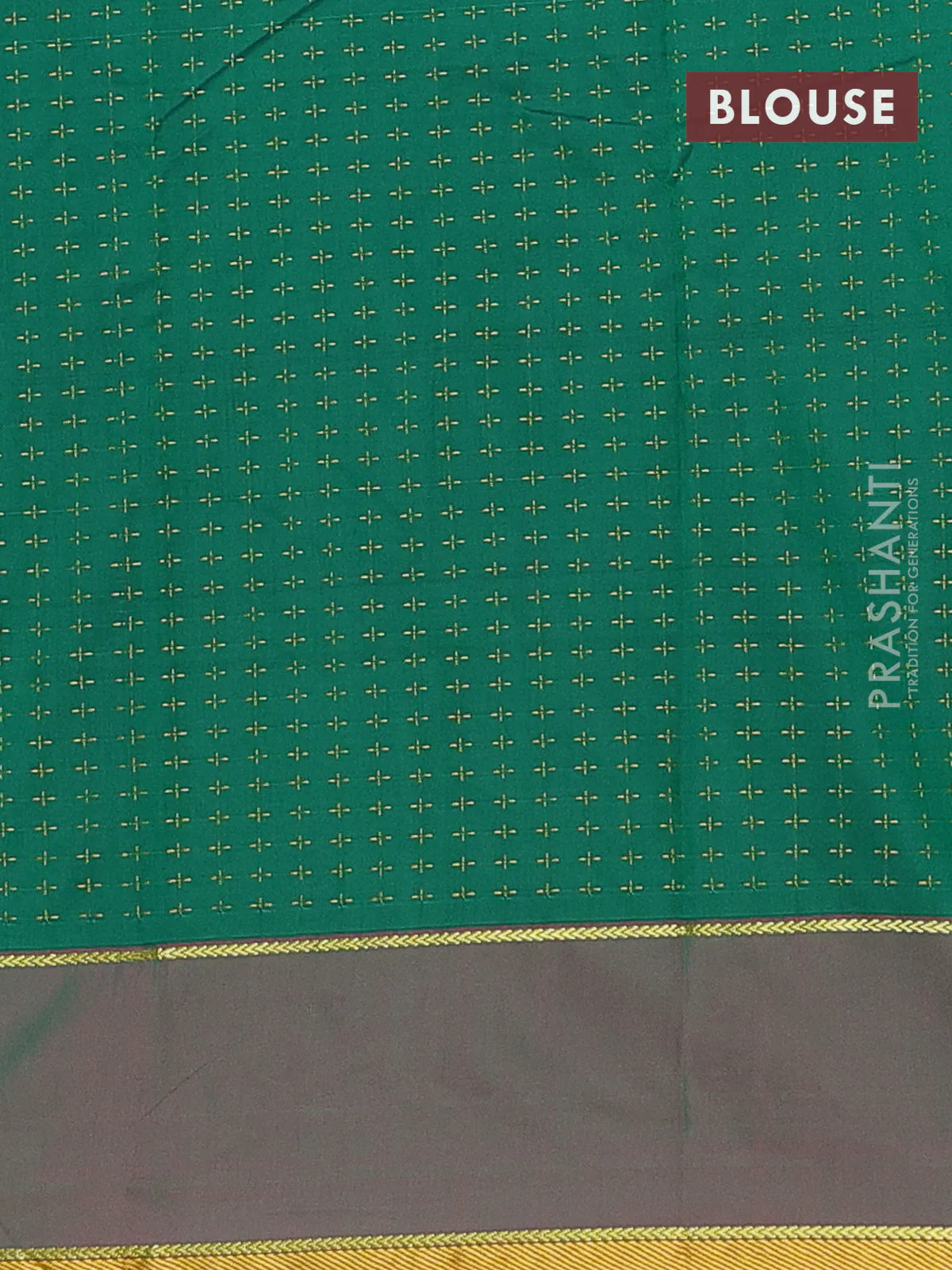 Arani semi silk saree rust shade and green with allover thread weaves and rettapet zari woven border` - Image 4