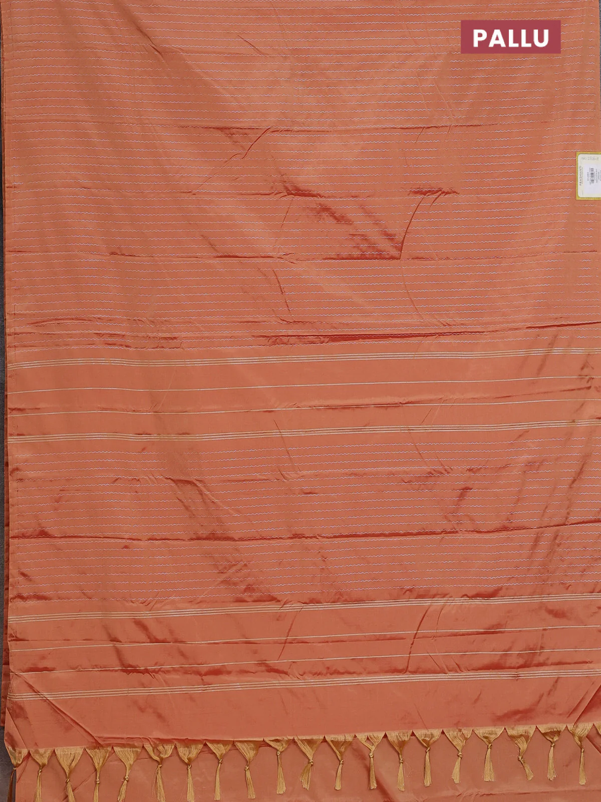 Arani semi silk saree rust shade with allover silver zari weaves in borderless style - Image 3