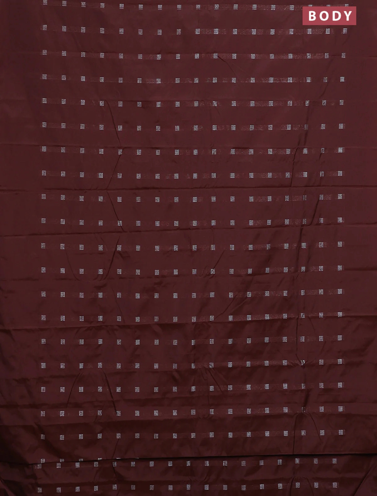 Arani semi silk saree rustic brown with silver zari woven buttas in borderless style - Image 2