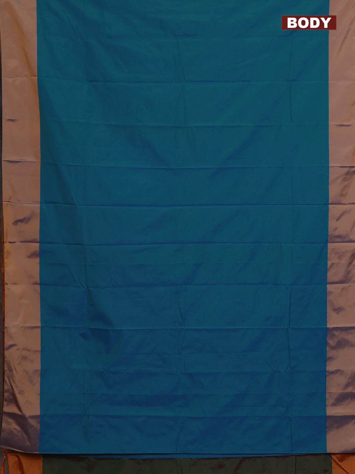 Arani semi silk saree teal blue shade and dual shade of mustard with zari woven buttas and paisley zari woven butta border - Image 2