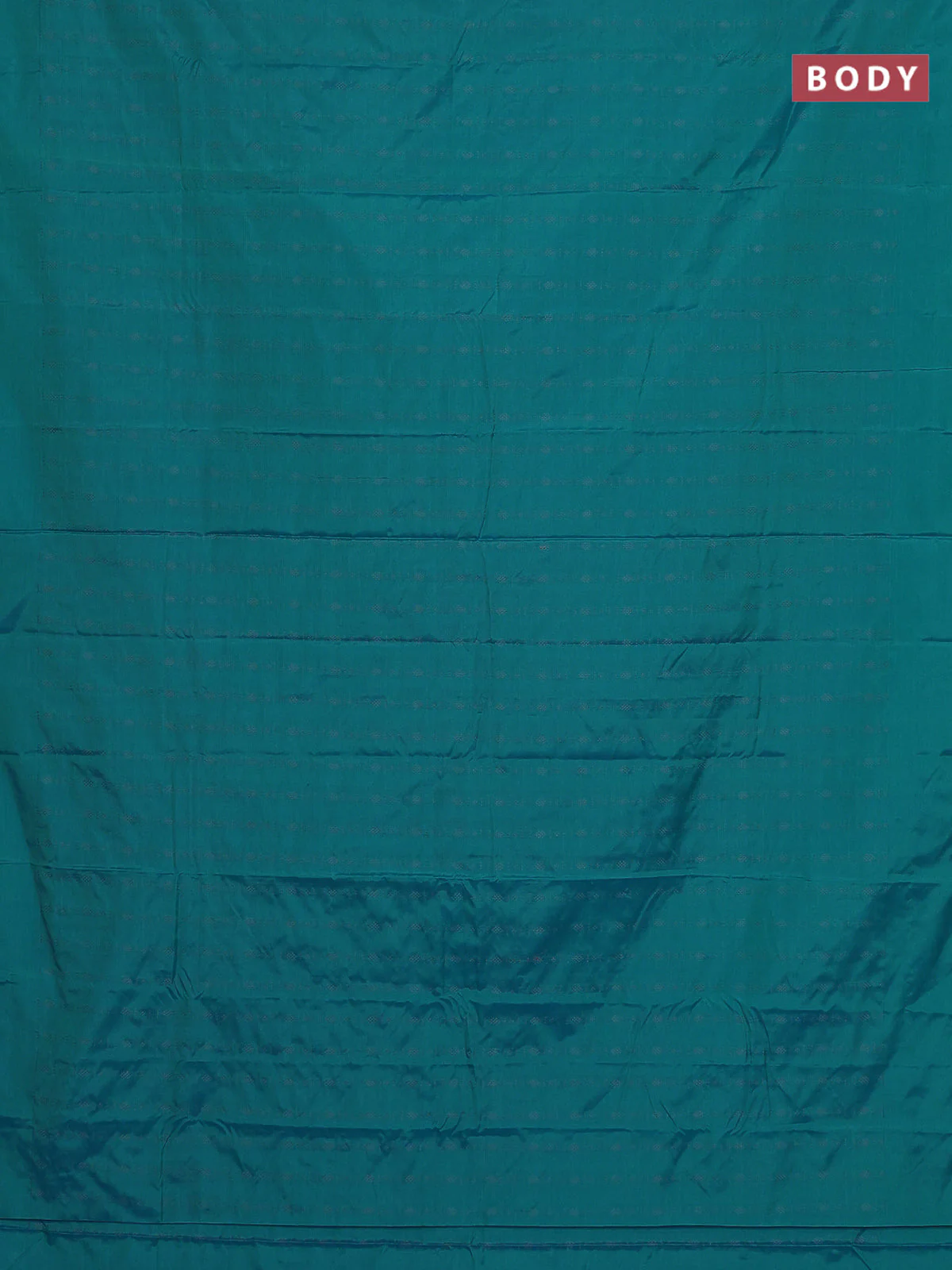 Arani semi silk saree teal blue with allover copper zari weaves in borderless style - Image 2