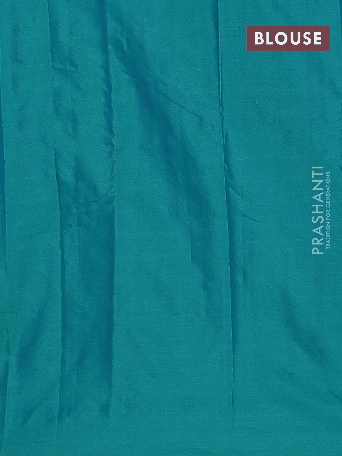Arani semi silk saree teal blue with allover copper zari weaves in borderless style - Image 4