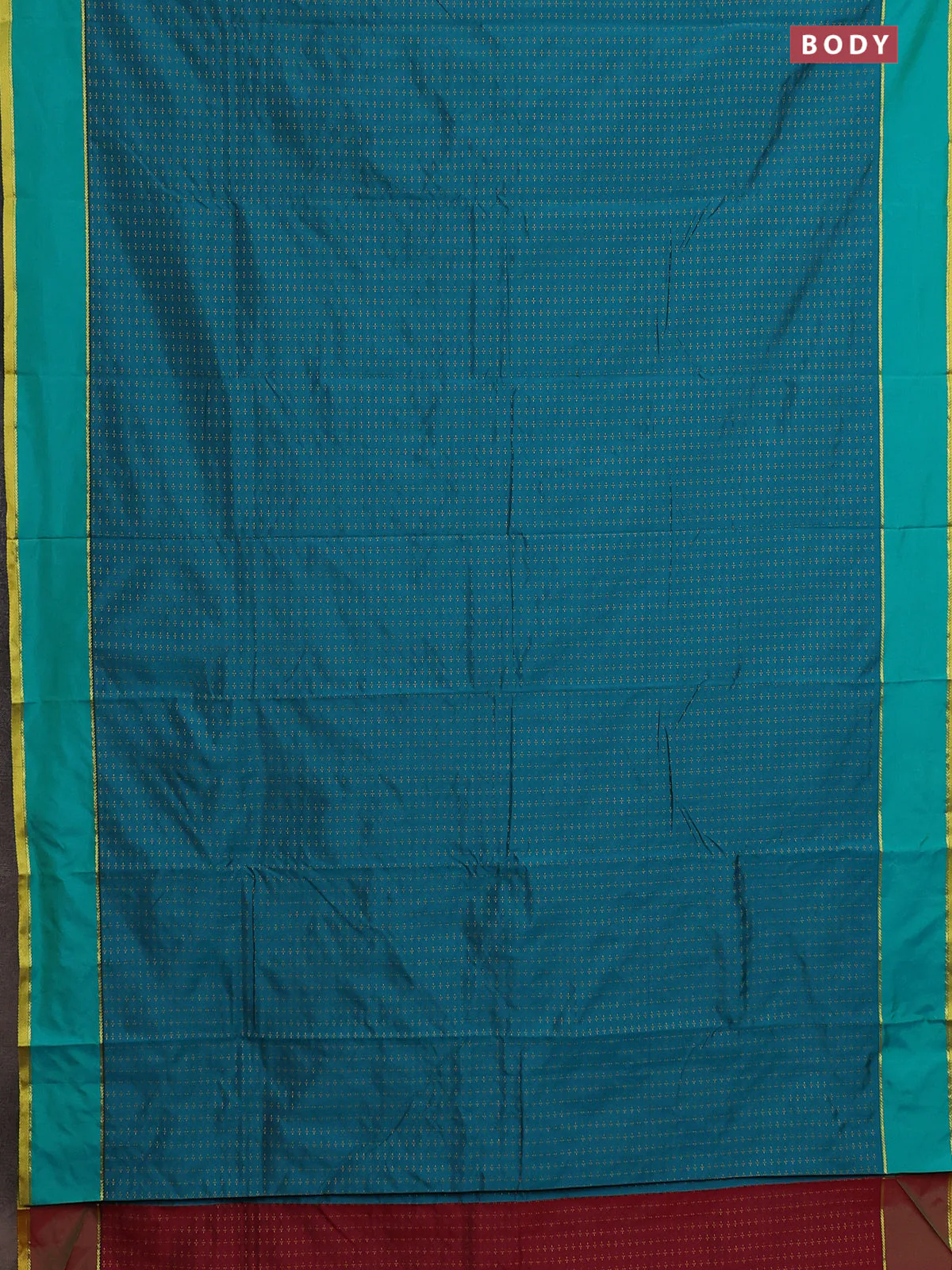 Arani semi silk saree teal green and dual shade of maroonish green with allover thread weaves and rettapet zari woven border` - Image 2