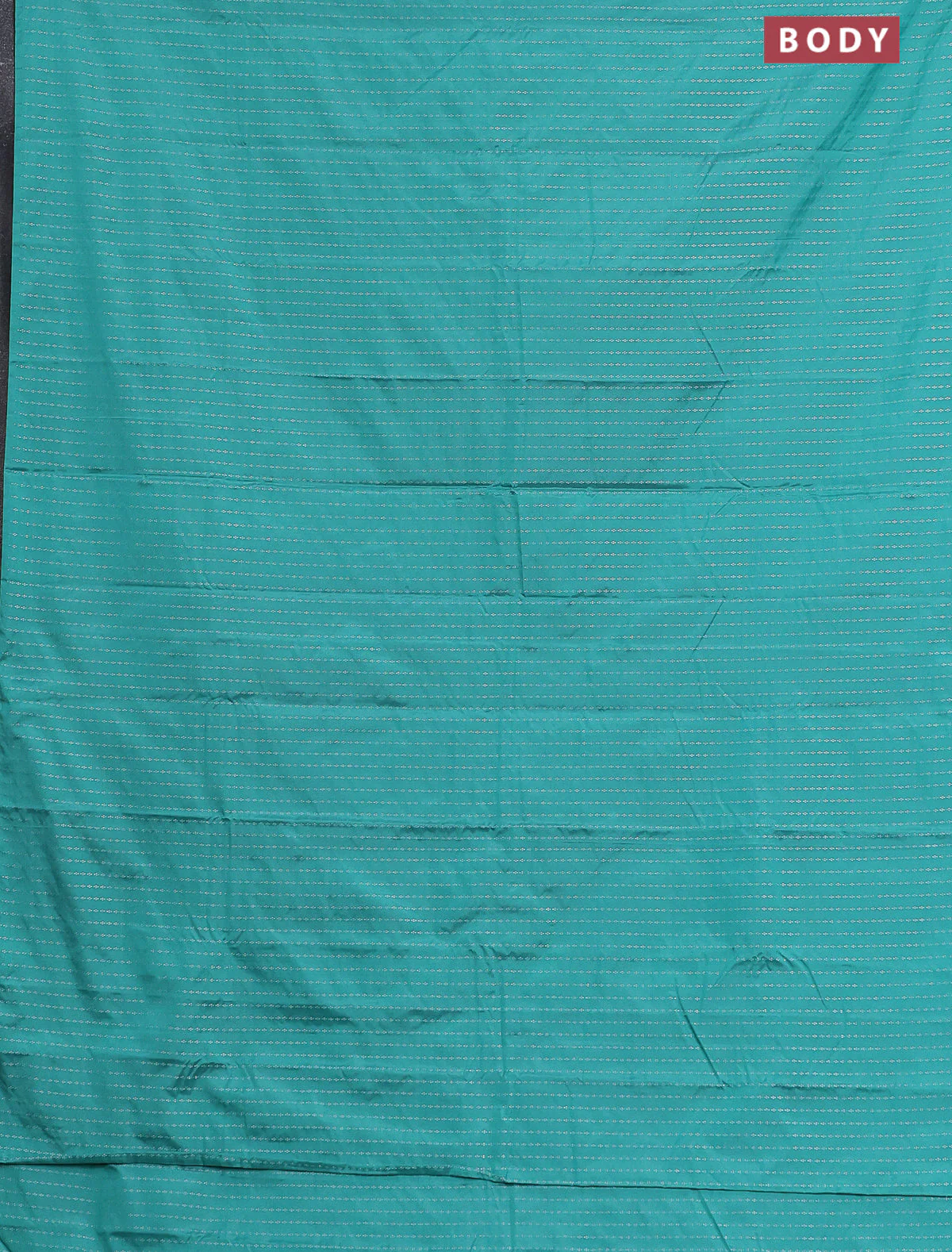 Arani semi silk saree teal green with allover silver zari weaves in borderless style - Image 2