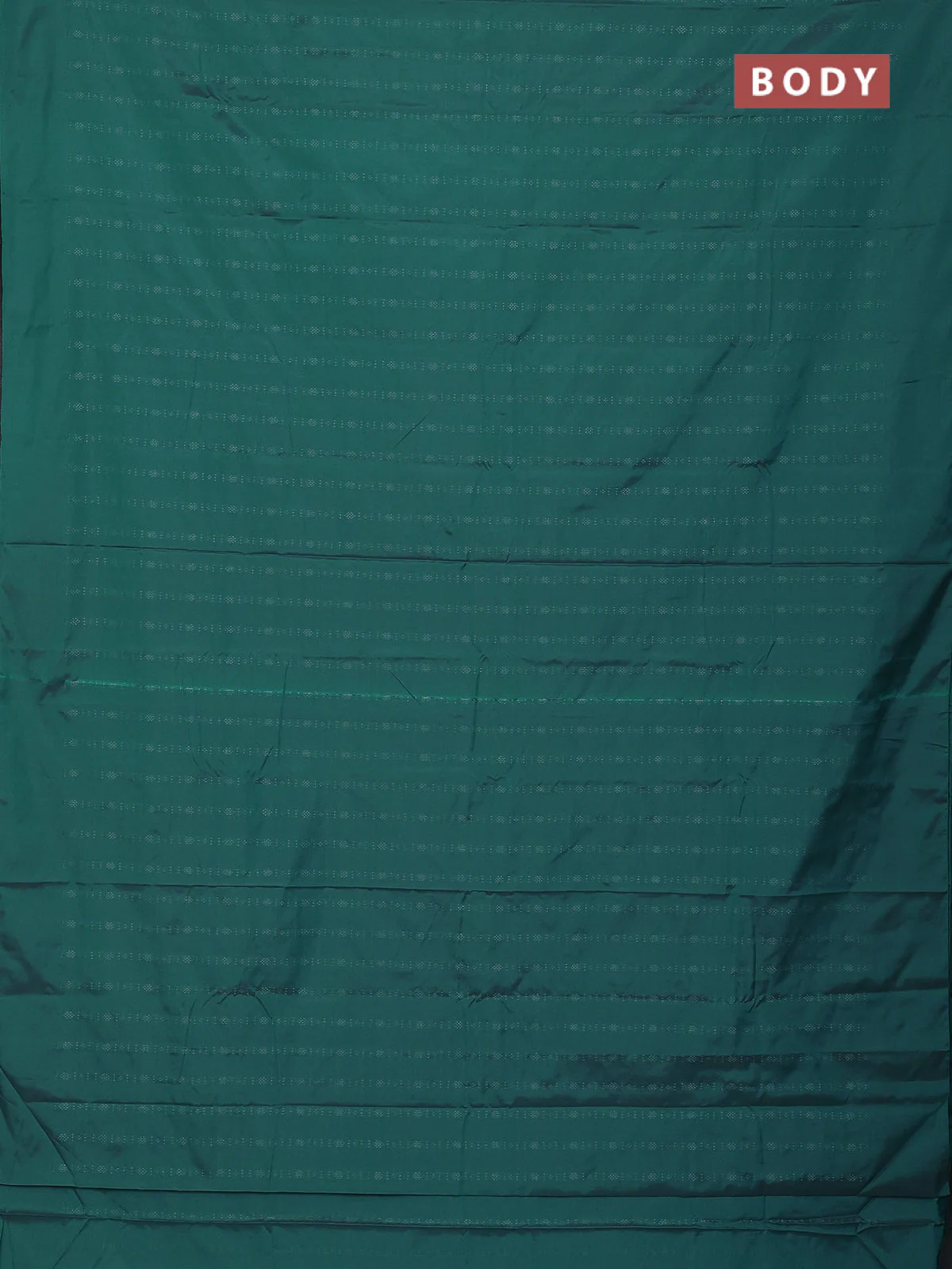 Arani semi silk saree teal green with allover silver zari weaves in borderless style - Image 2