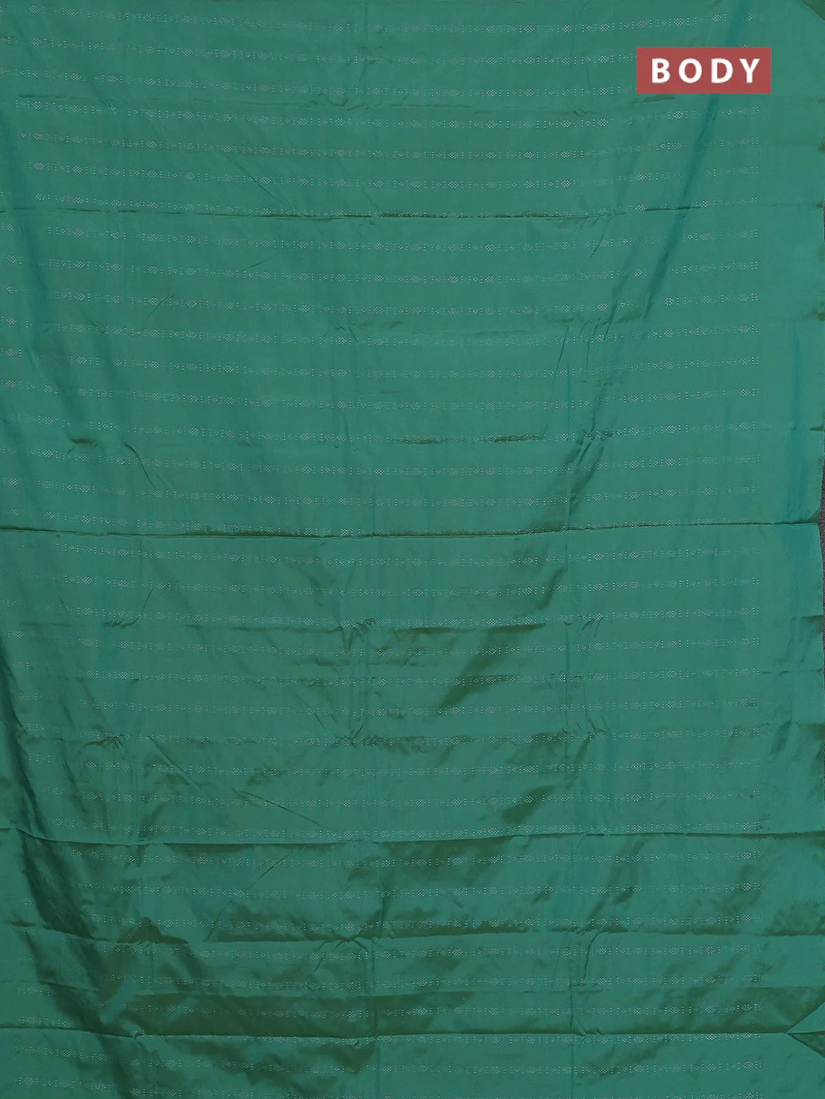 Arani semi silk saree teal green with allover silver zari weaves in borderless style - Image 2
