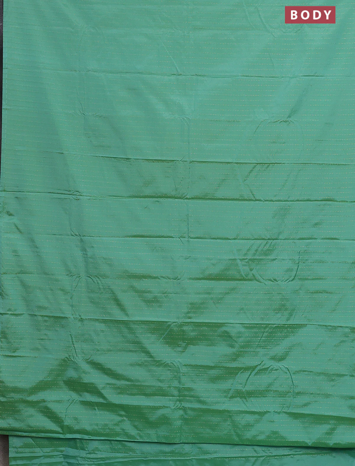 Arani semi silk saree teal green with allover zari weaves in borderless style - Image 2