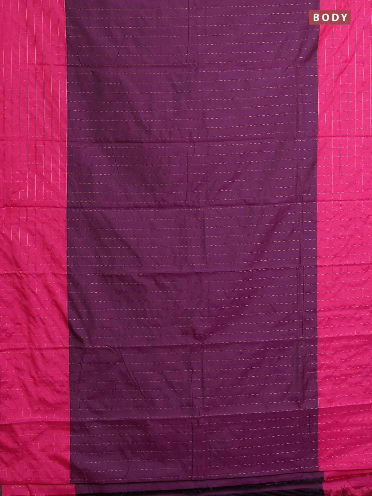 Arani semi silk saree wine shade and pink with allover copper zari weaves and zari checked border - Image 2
