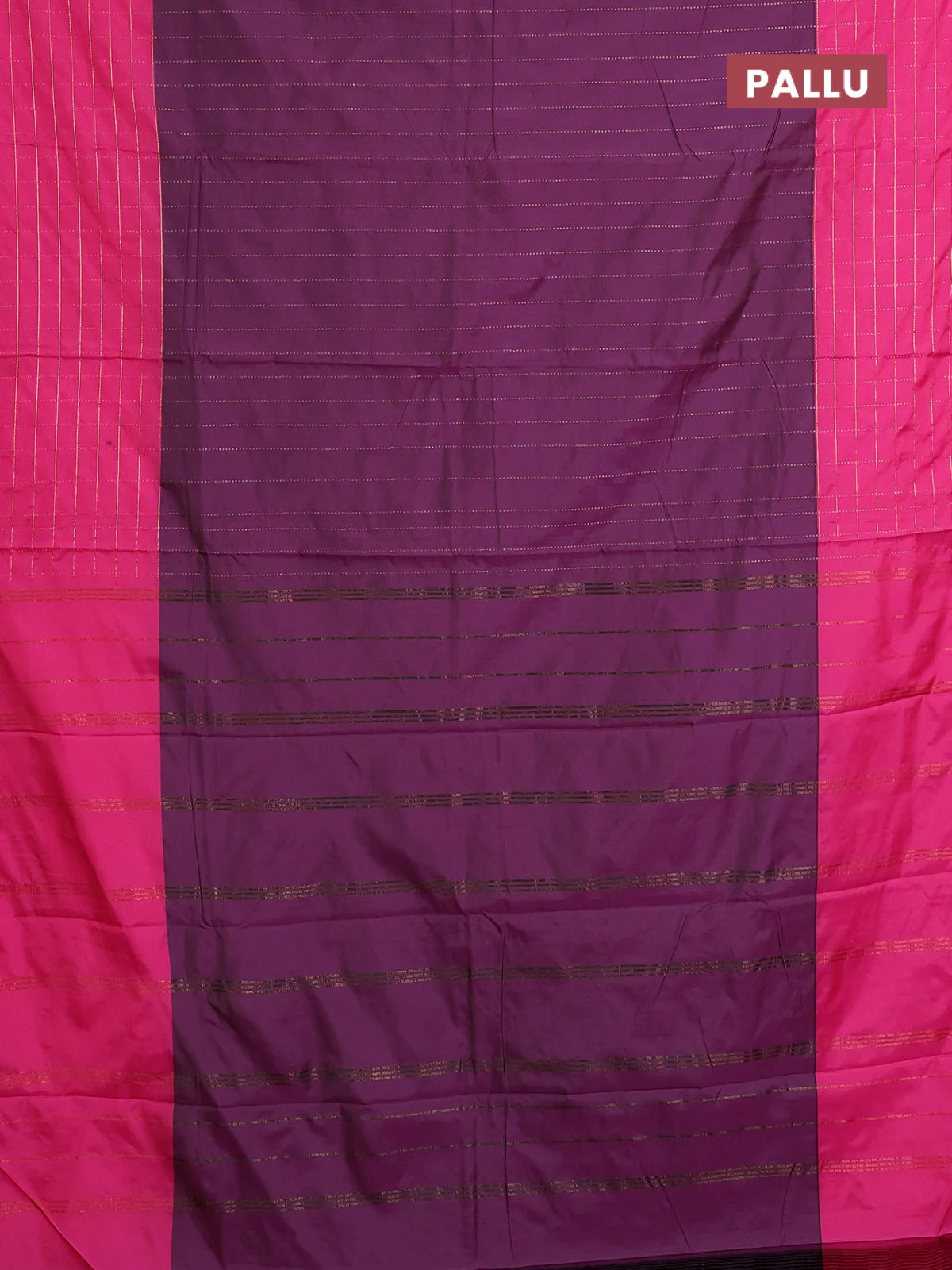 Arani semi silk saree wine shade and pink with allover copper zari weaves and zari checked border - Image 3