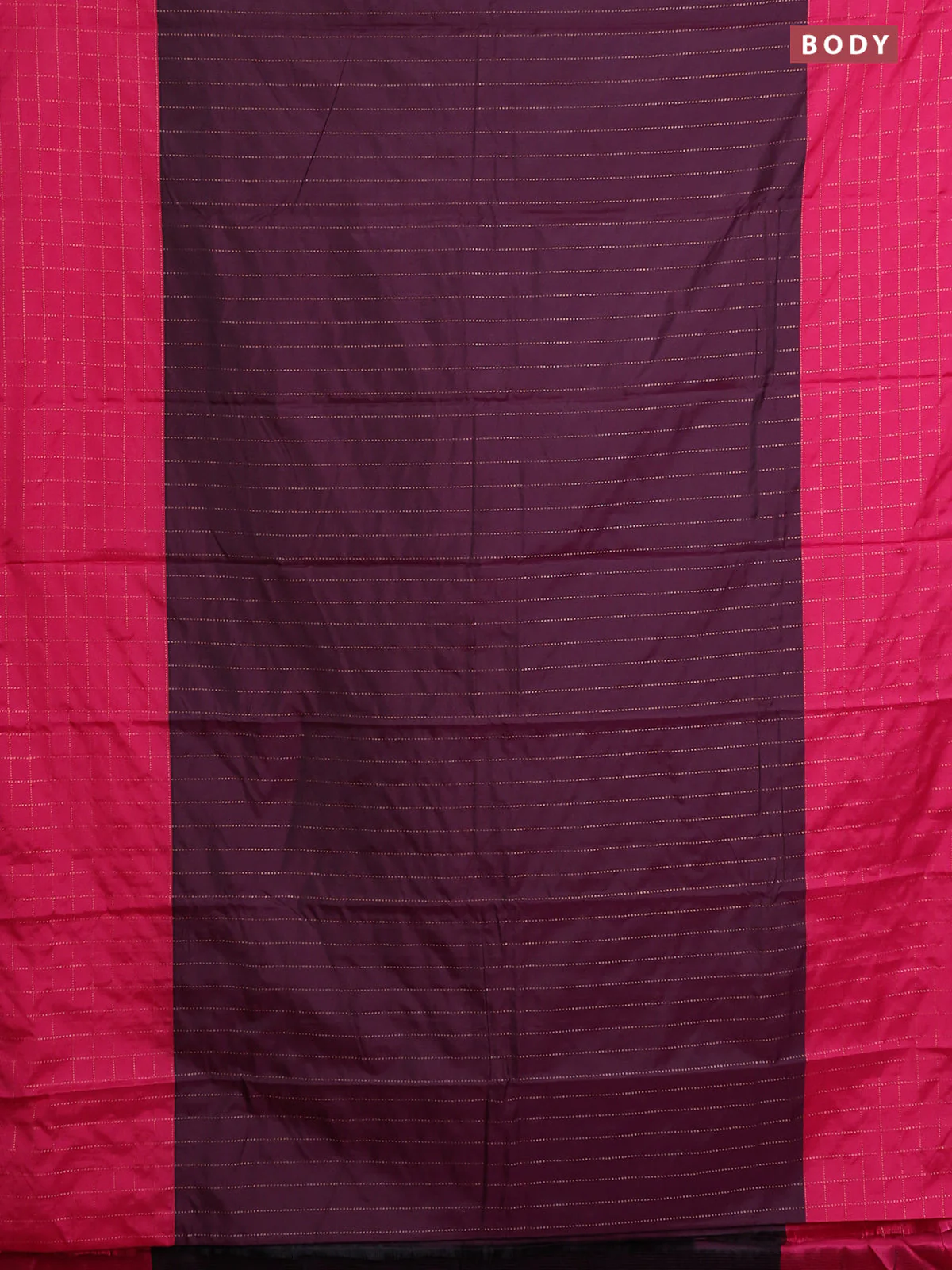 Arani semi silk saree wine shade and pink with allover copper zari weaves and zari checked border - Image 2