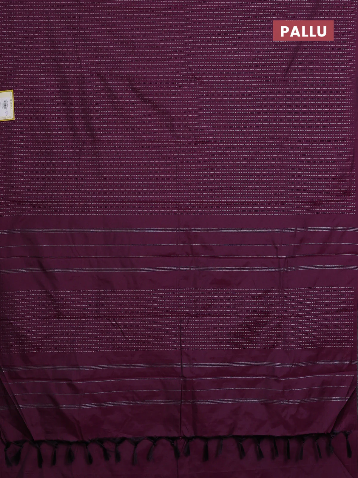 Arani semi silk saree wine shade with allover silver zari weaves in borderless style - Image 3