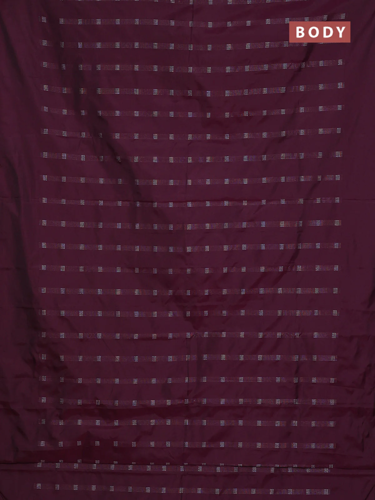 Arani semi silk saree wine shade with silver zari woven buttas in borderless style - Image 2