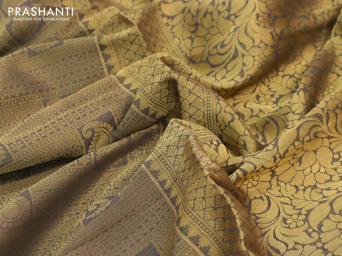Art chiffon saree grey shade with allover zari woven brocade weaves and zari woven border - Image 3
