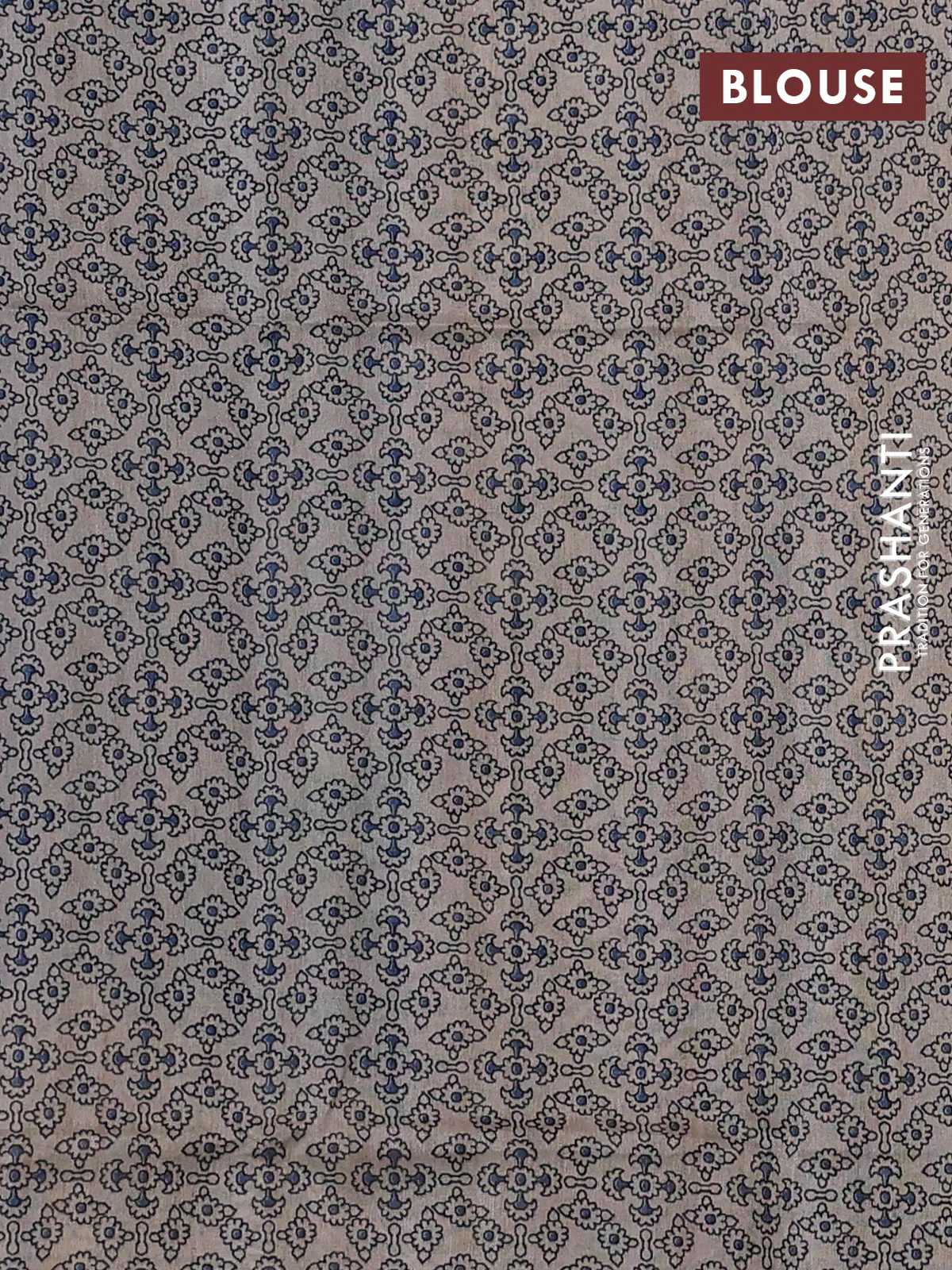 Art linen saree blue and beige with plain body and kalamkari printed pallu - Image 8