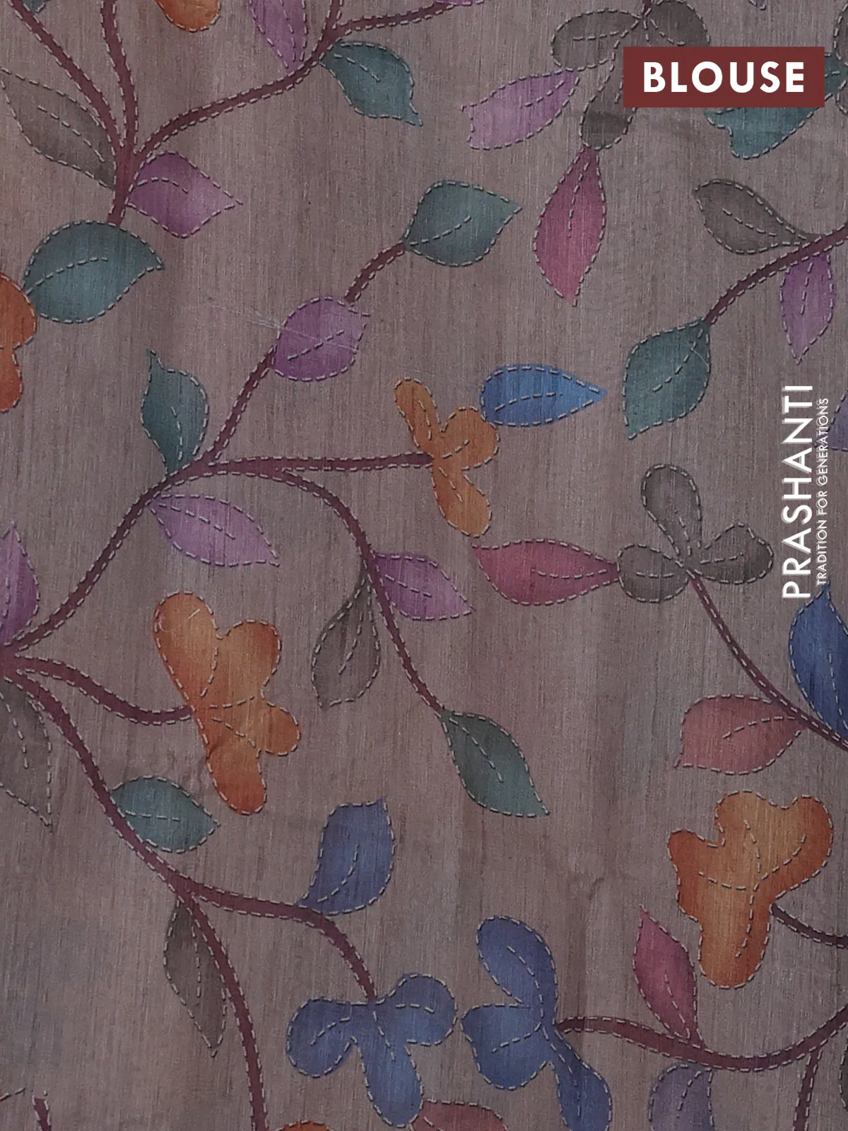 Art linen saree mustard shade and pastel grey with plain body and printed pallu - Image 3