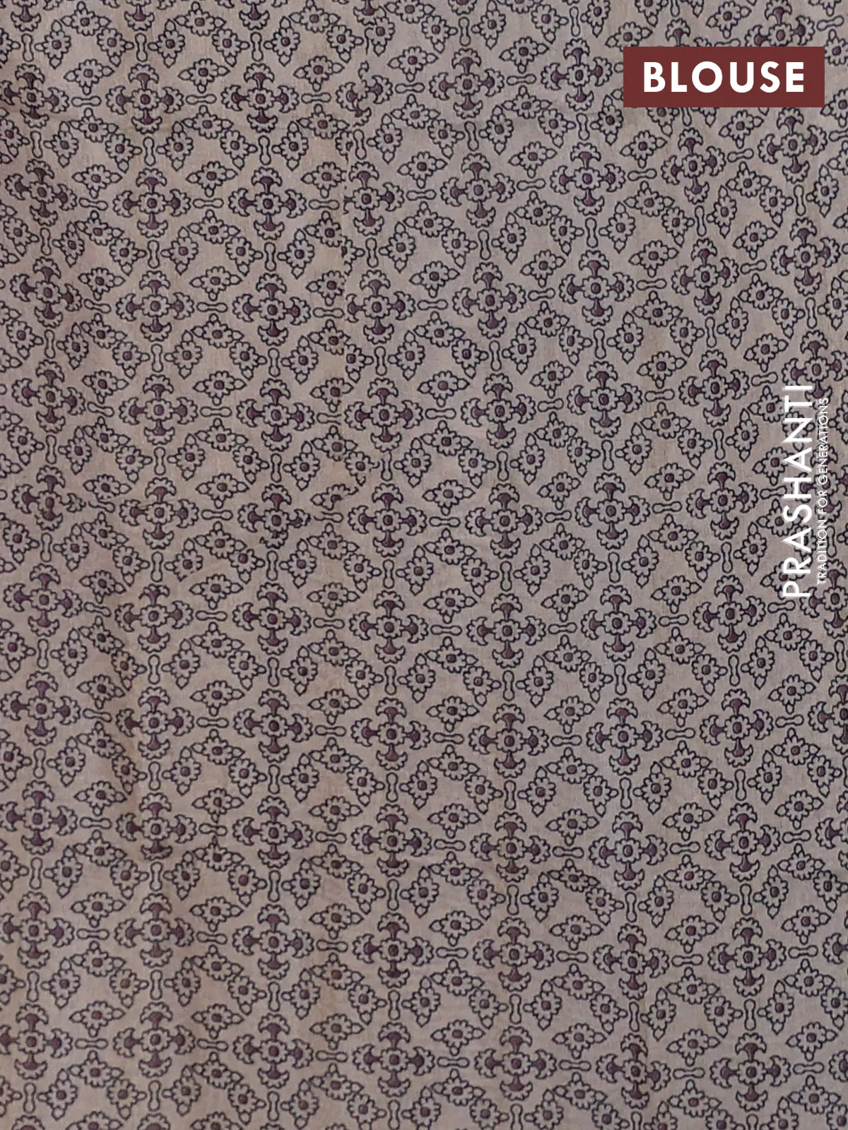 Art linen saree rosy brown and beige with plain body and kalamkari printed pallu - Image 3