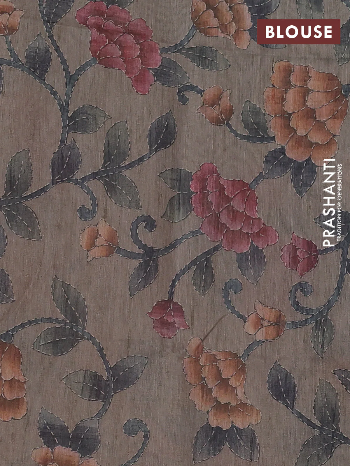 Art linen saree sap green and pastel grey with plain body and printed pallu - Image 3