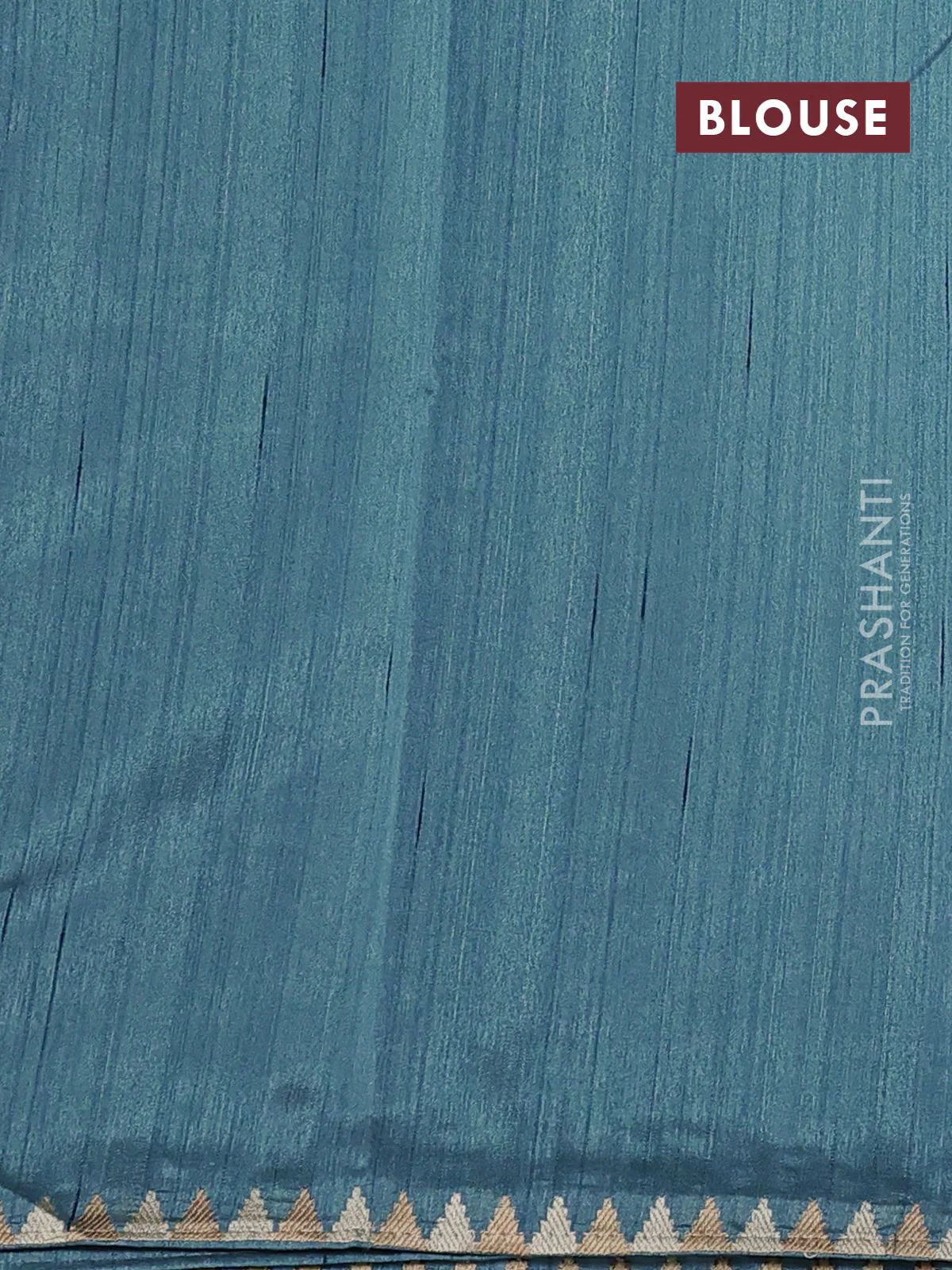 Art tussar saree blue with embroidery work and embroidery work border - Image 3