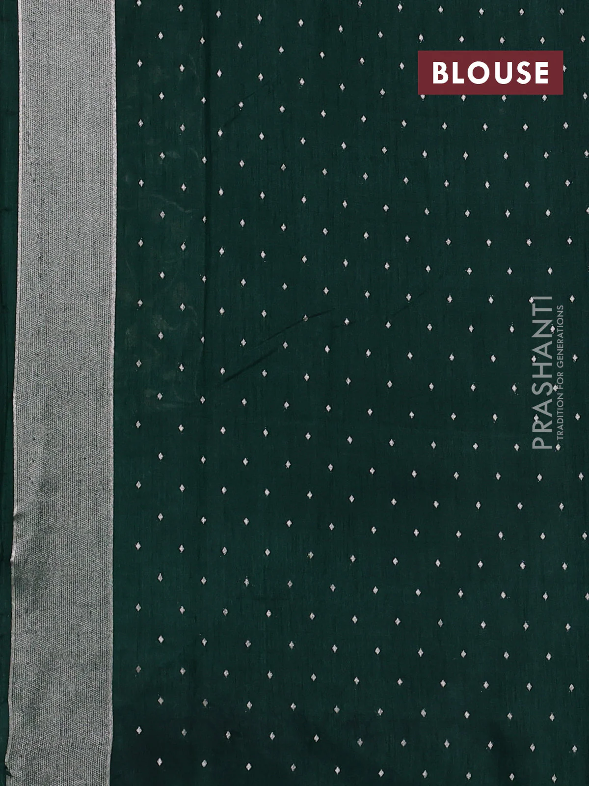 Art tussar saree bottle green with allover zari woven butta weaves and jamdhani style border - Image 3