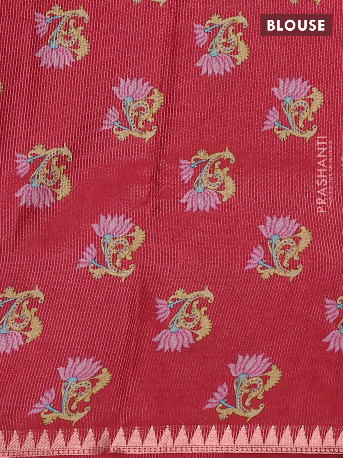 Art tussar saree dark grey and maroon with plain body and tanjore printed border - Image 3