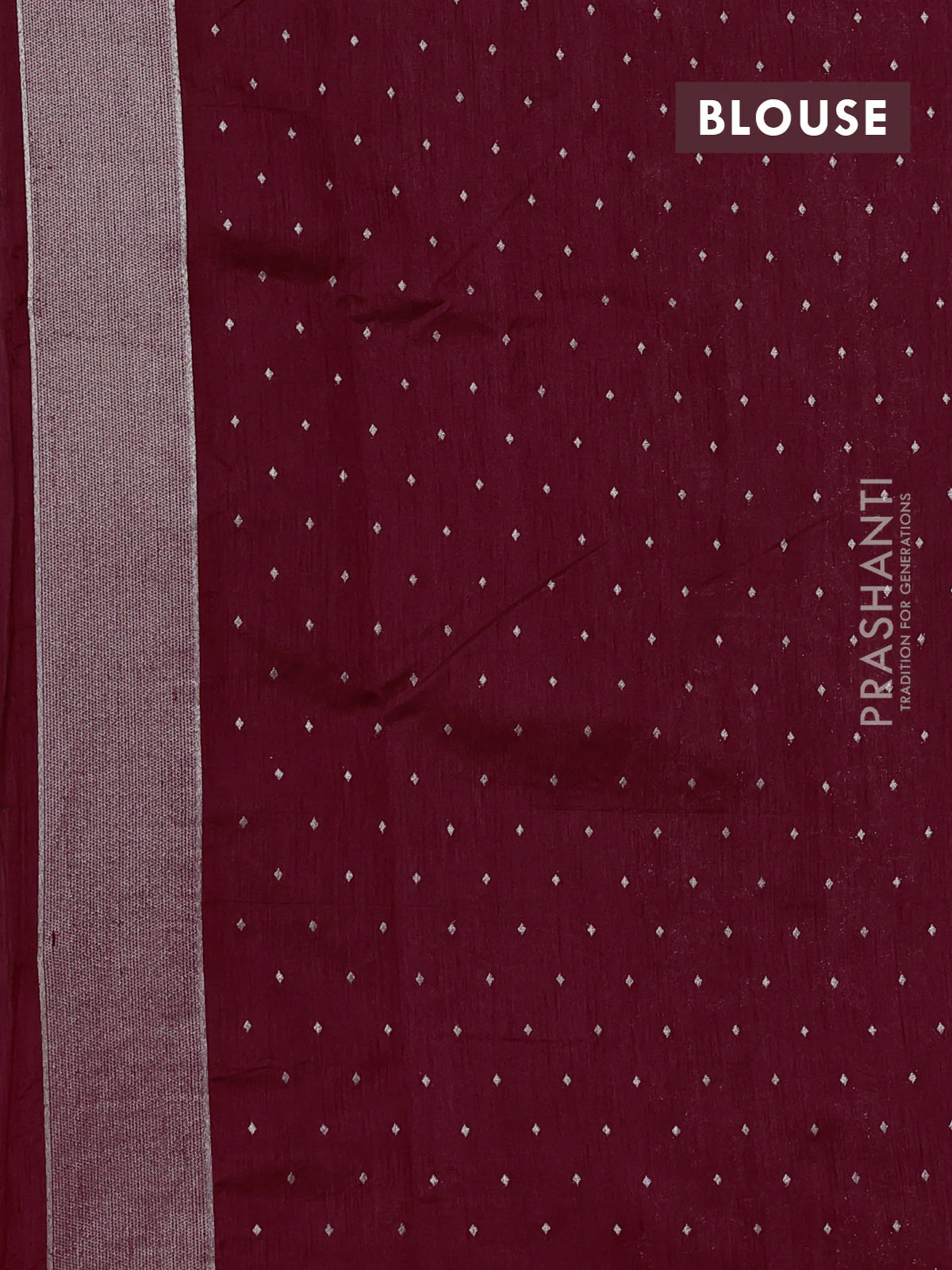 Art tussar saree maroon with allover zari woven butta weaves and jamdhani style border - Image 3