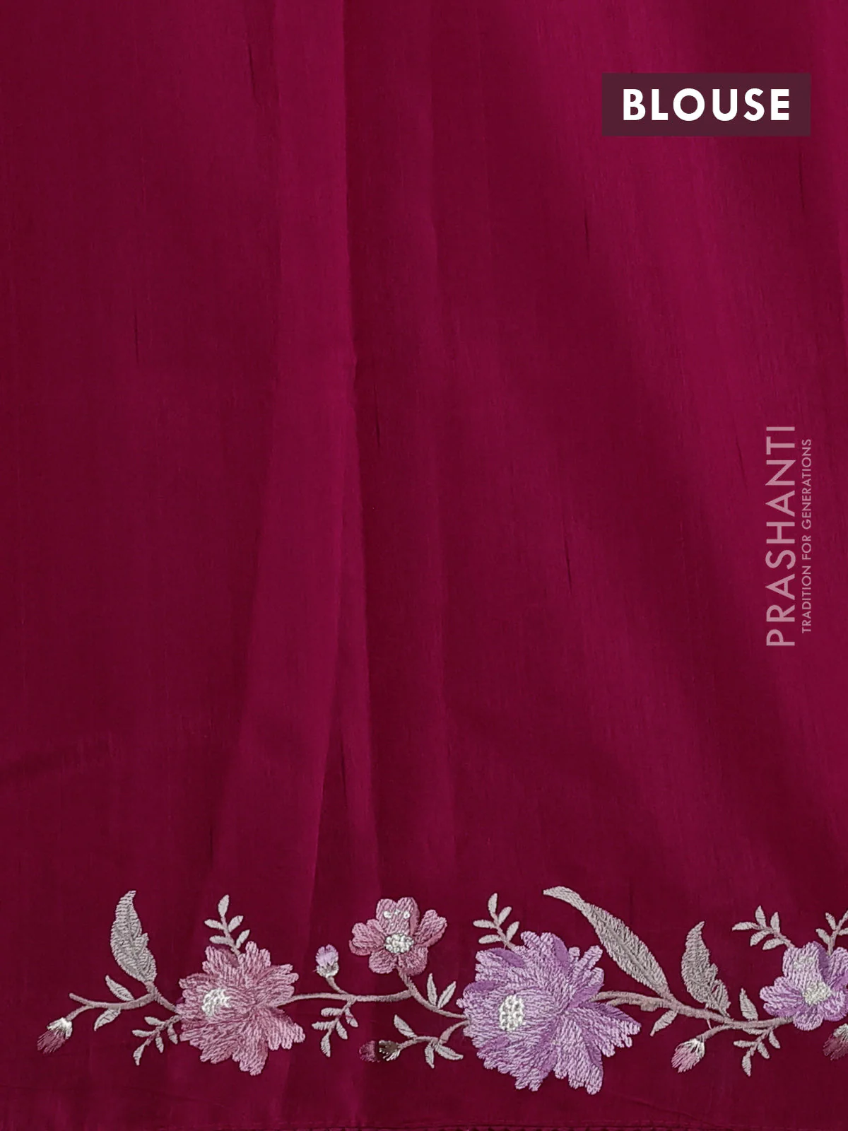 Art tussar saree maroon with embroidery work and floral embroidery border - Image 3