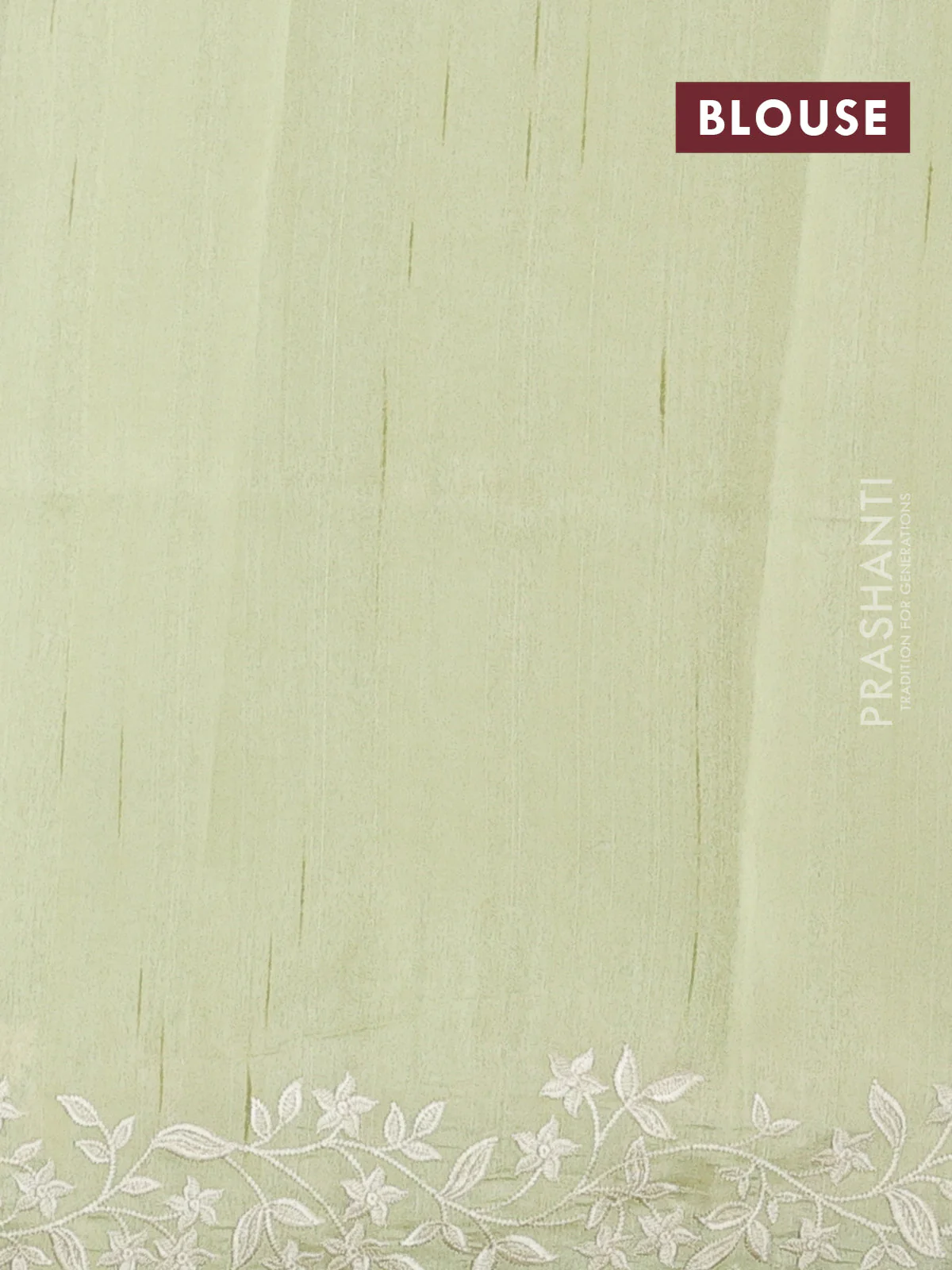 Art tussar saree mild pista green with plain body and floral embroidery border - Image 3