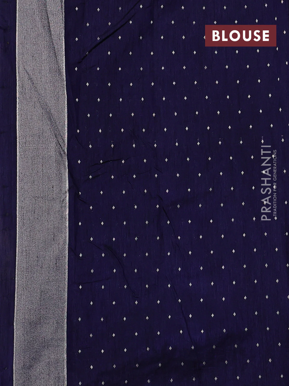 Art tussar saree navy blue with allover zari woven butta weaves and jamdhani style border - Image 3