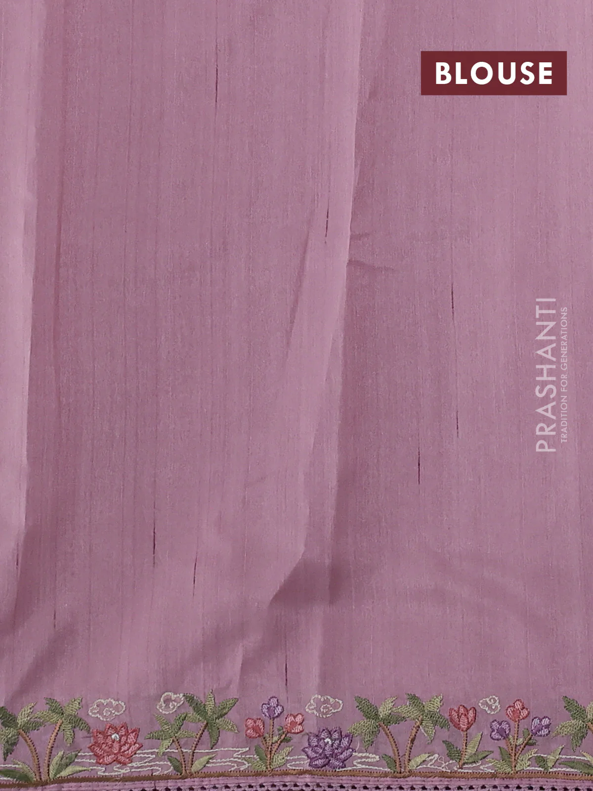 Art tussar saree pastel pink with embroidery work and floral embroidery border - Image 3