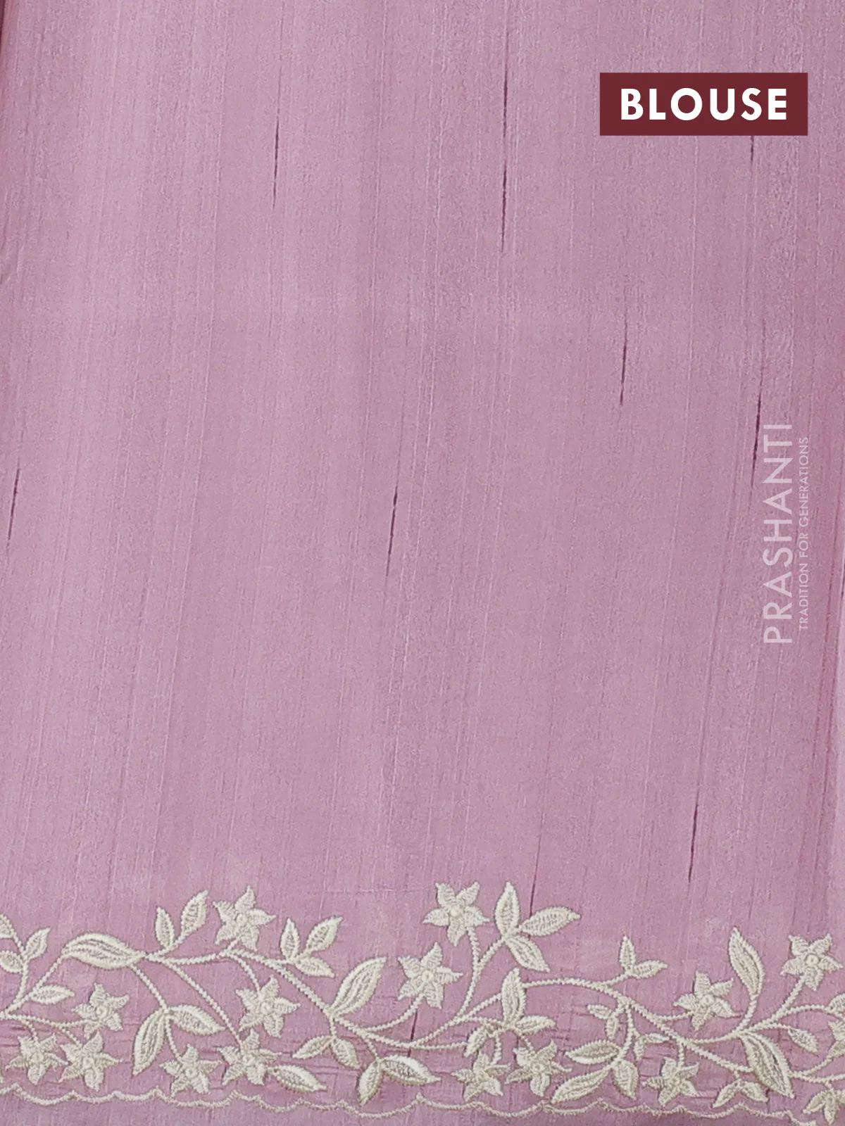 Art tussar saree pastel pink with plain body and floral embroidery border - Image 3