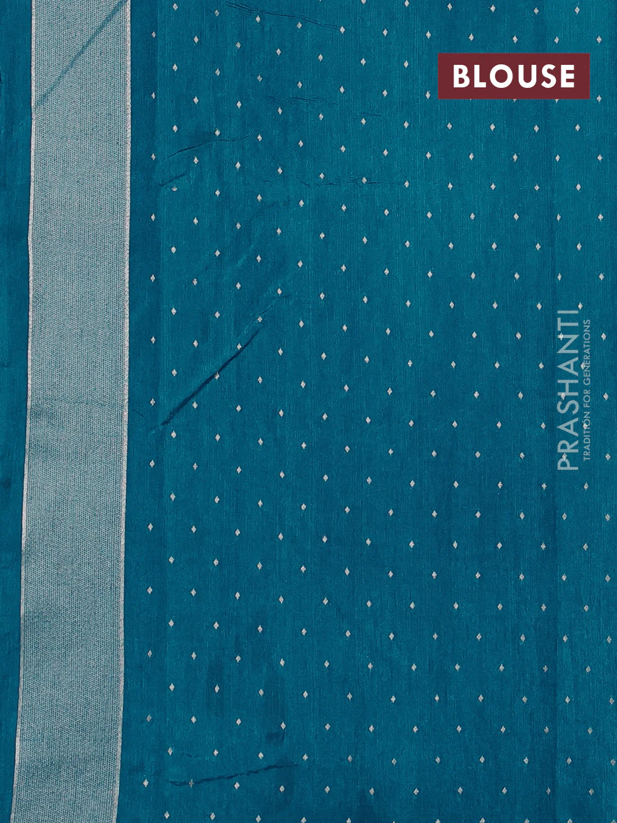 Art tussar saree peacock green with allover zari woven butta weaves and jamdhani style border - Image 3