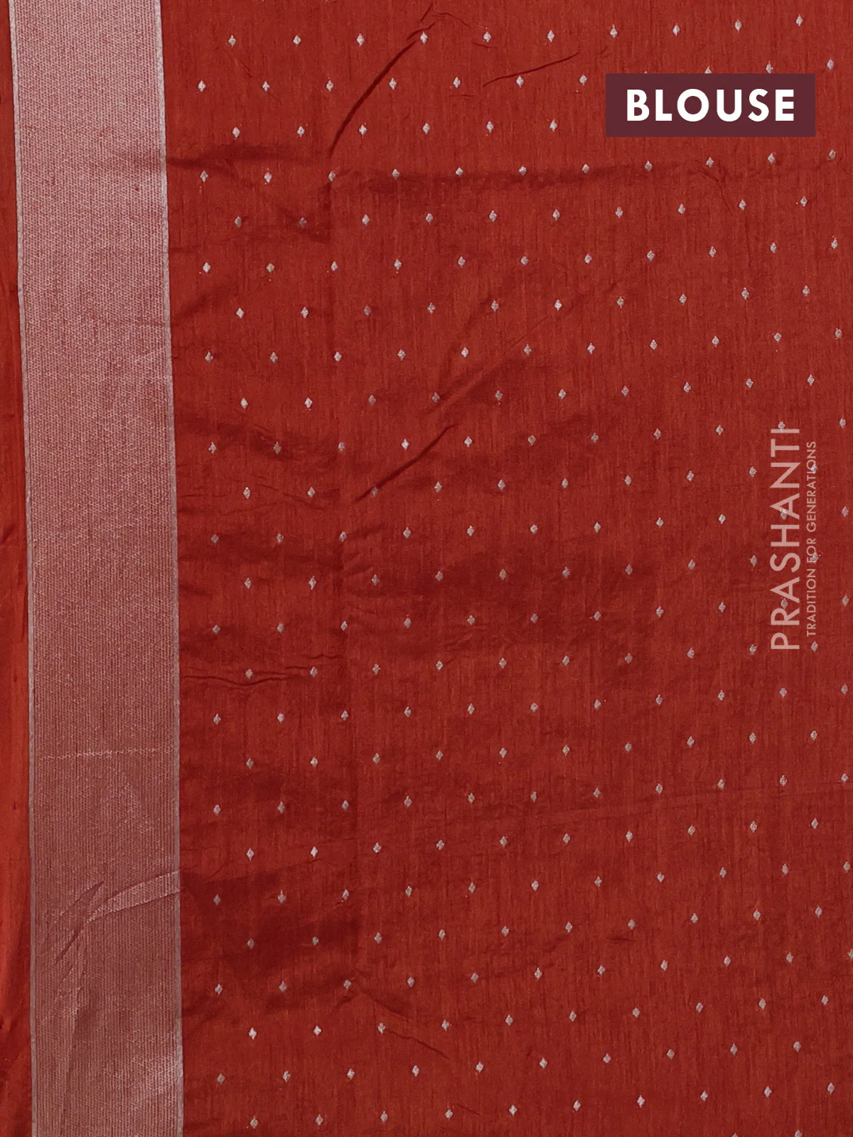Art tussar saree rustic orange with allover zari woven butta weaves and jamdhani style border - Image 3