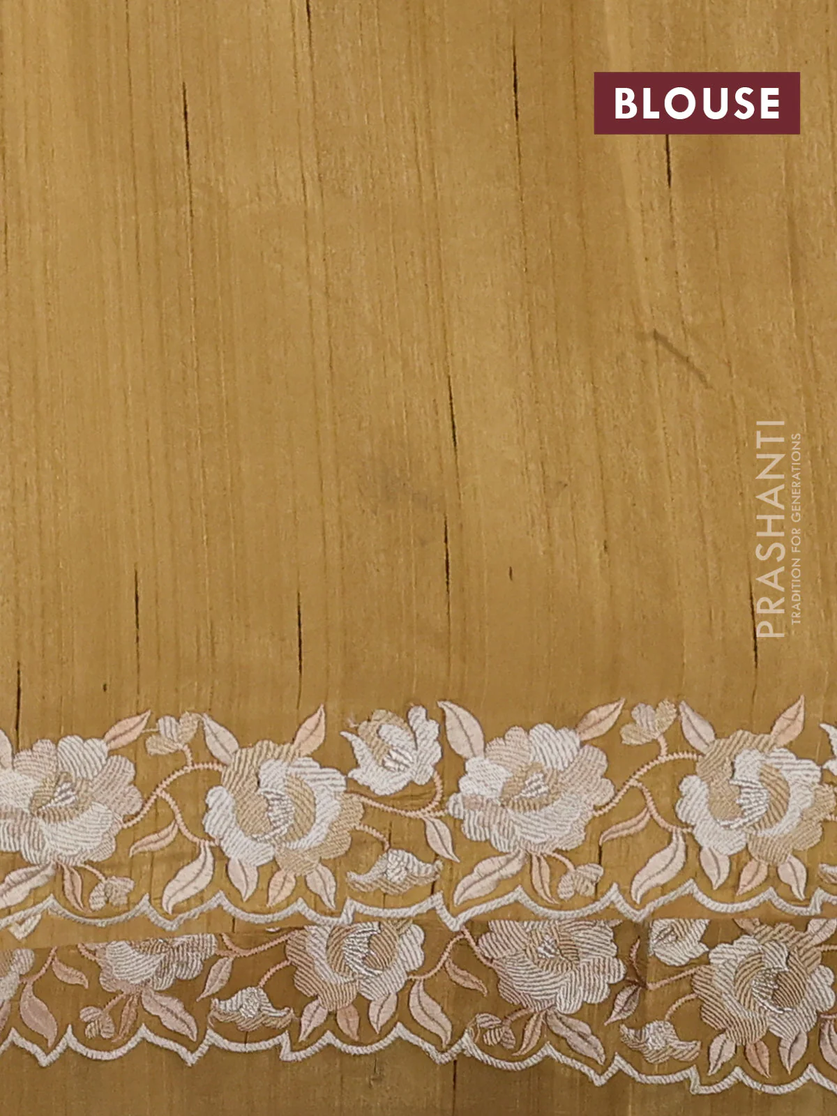 Art tussar saree sandal with embroidery work and floral embroidery border - Image 3
