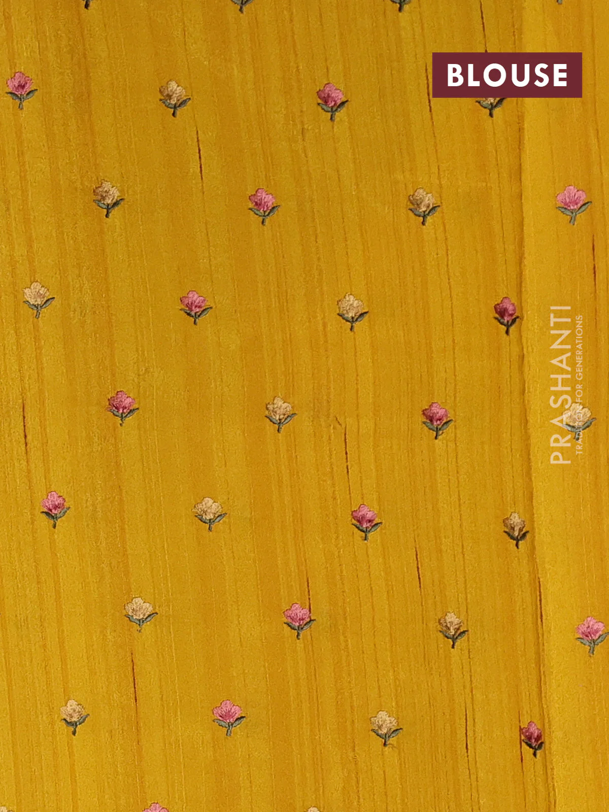 Art tussar saree yellow with plain body and floral embroidery border - Image 3