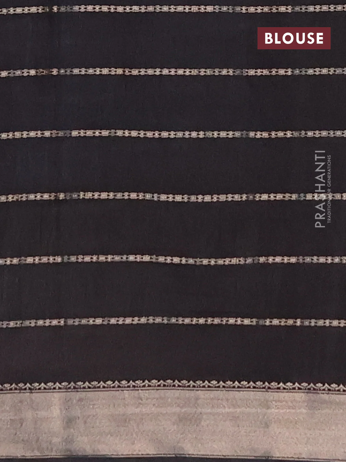 Assam partly silk saree blue and black with allover digital prints & zari weaves and zari woven border - Image 4