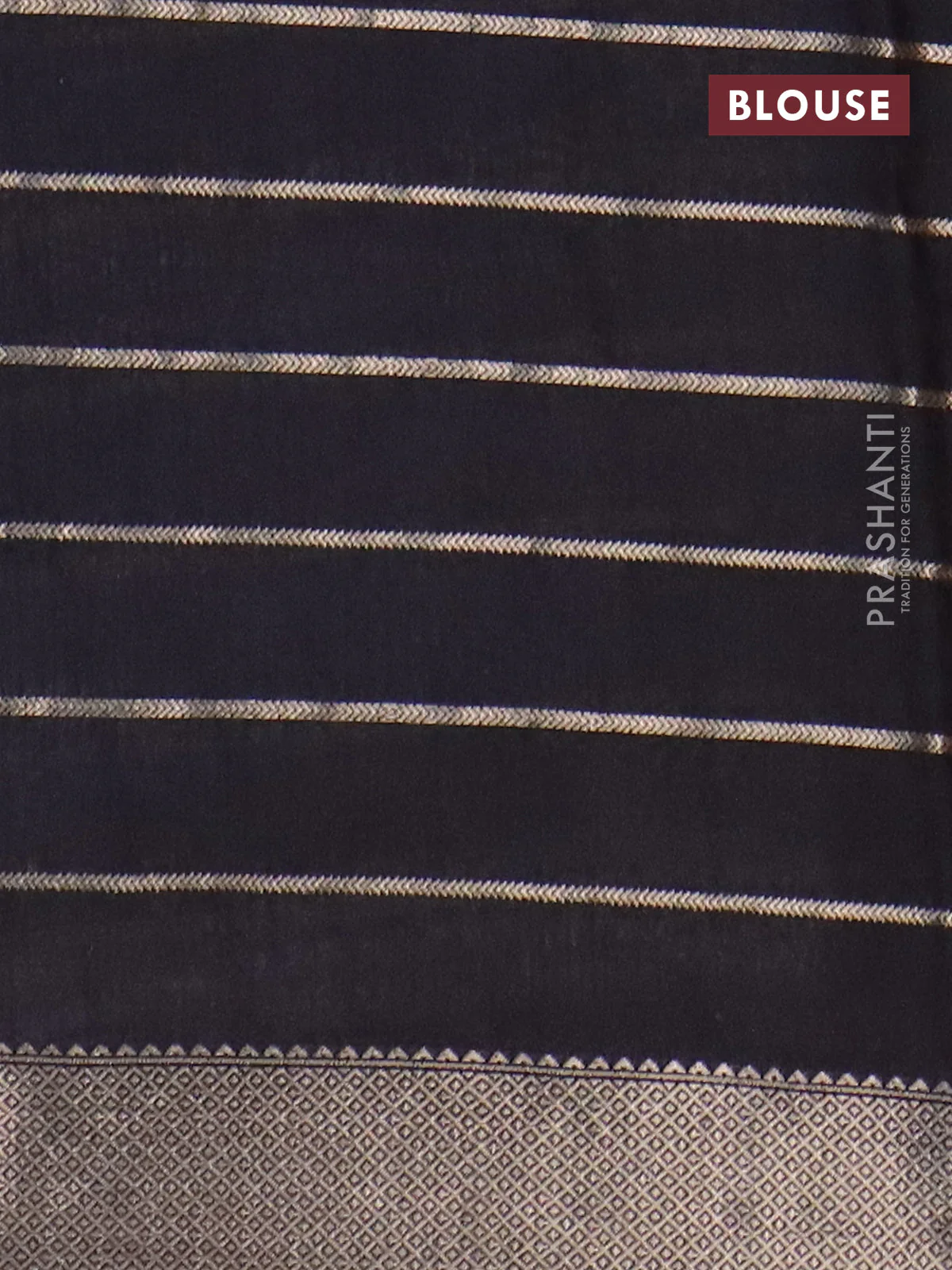 Assam partly silk saree blue and black with digital prints & zari weaves and zari woven border - Image 4