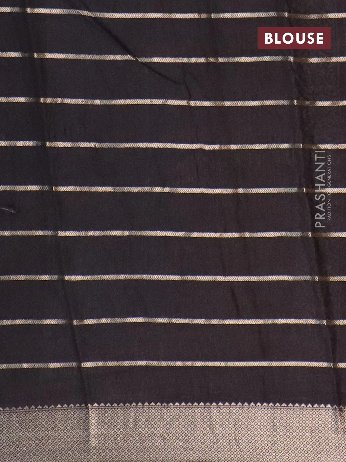 Assam partly silk saree blue and black with digital prints & zari weaves and zari woven border - Image 4