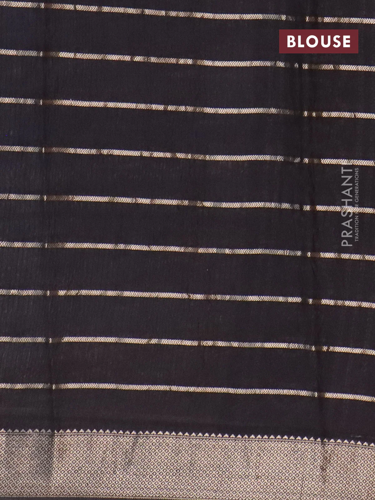 Assam partly silk saree blue and black with digital prints & zari weaves and zari woven border - Image 4