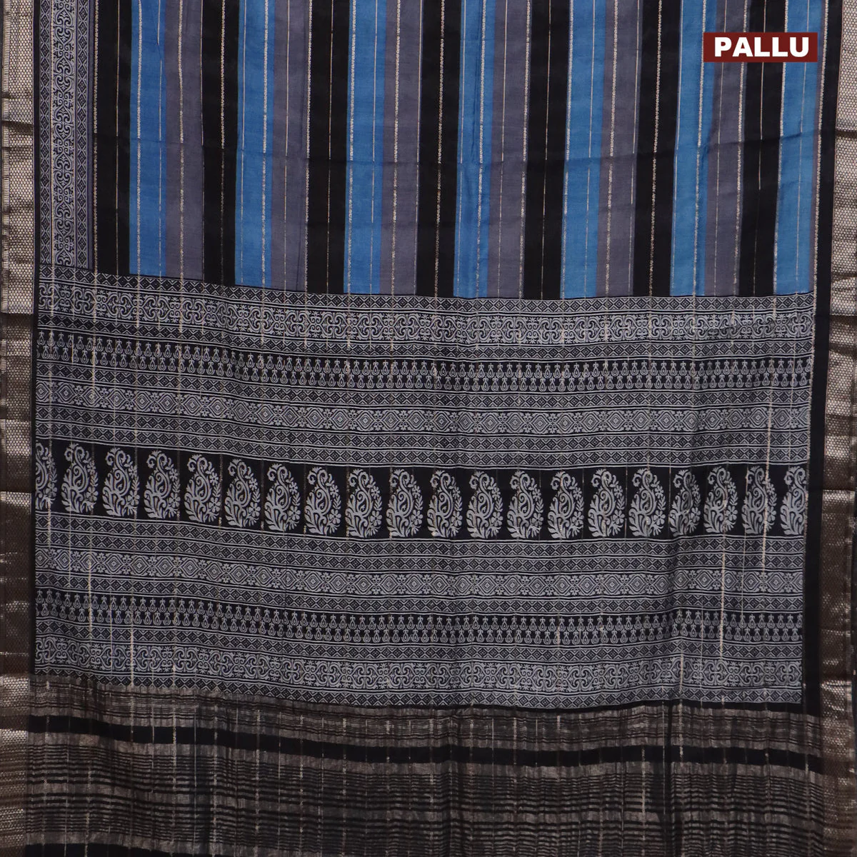 Assam partly silk saree multi colour and black with digital prints & zari weaves and zari woven border - Image 3