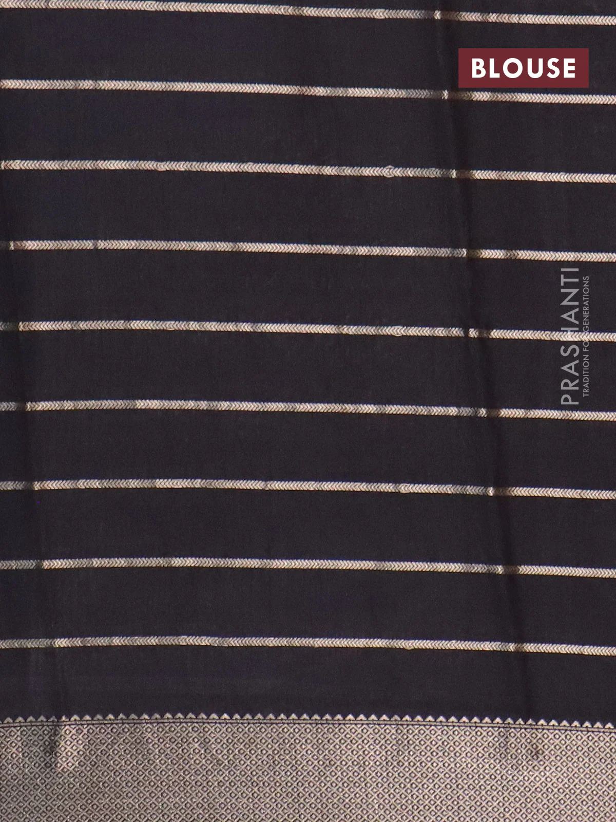 Assam partly silk saree peacock blue and black with digital prints & zari weaves and zari woven border - Image 4