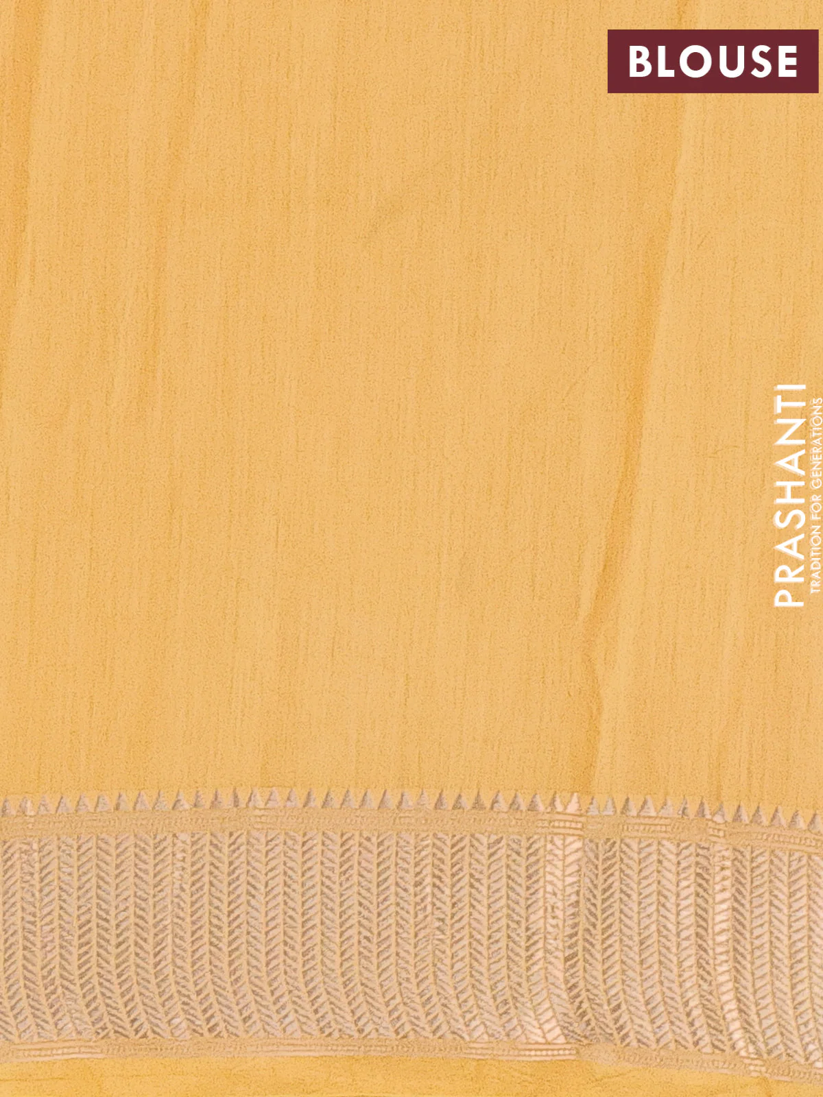 Assam silk saree yellow with allover floral prints and zari woven border - Image 4