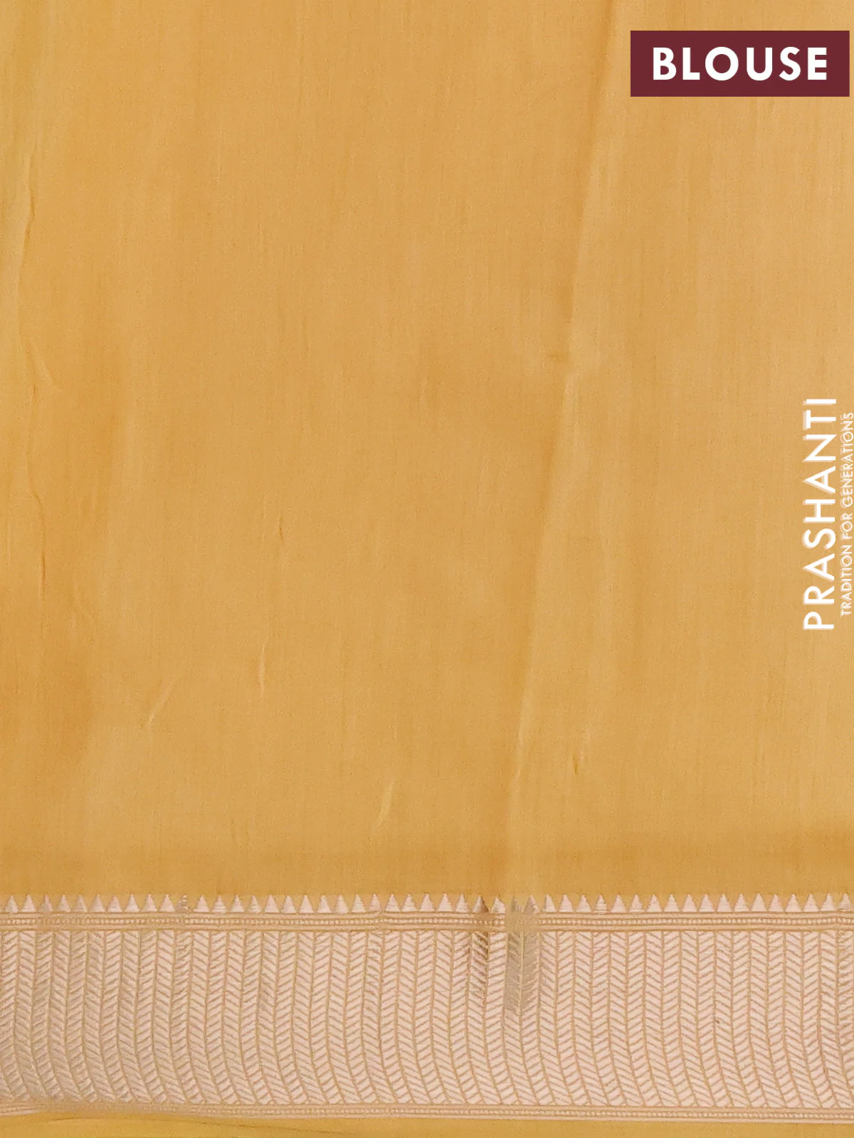 Assam silk saree yellow with floral butta prints and zari woven border - Image 4
