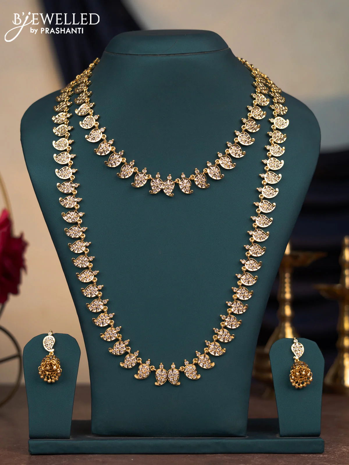 Attigai combo set manga pattern with cz & cz stones and hangings