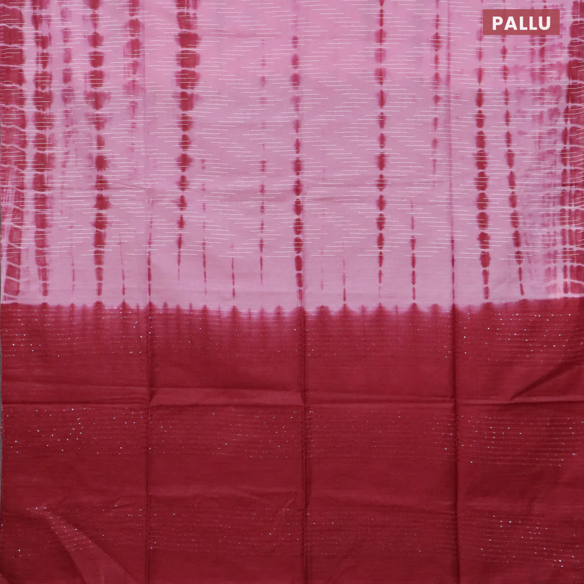 Bamboo saree light pink and maroon with allover tie and dye & thread weaves and sequin work pallu - Image 3